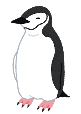イラスト：アゴヒゲのような模様が顔にある可愛い目をしたペンギン、ヒゲペンギン