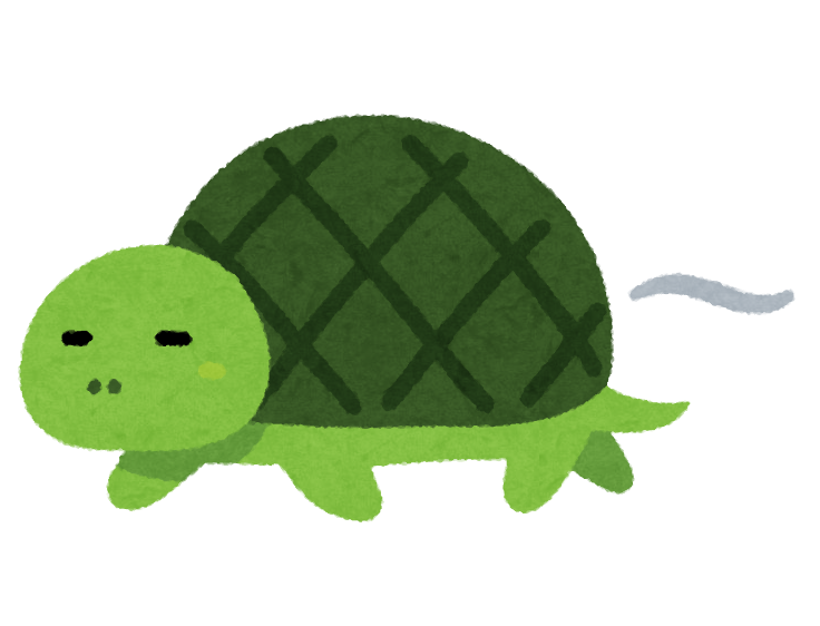 カメが歩いているイラスト